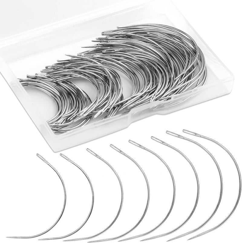 ZMAAGG 100 PCS Curved Needles, Sewing Needles, Leather and Weaving Needles for Carpet Leather Canvas Repairing, Blocking Knitting, Modelling and Crafts - Image 1